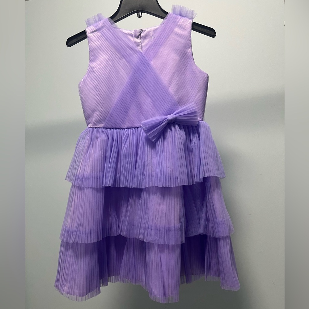 Badgley Mischka Purple Tiered Kids Dress
